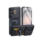 JAME for Samsung Galaxy S26 Ultra Case with Ring Stand & Slide Camera Cover