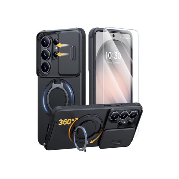 JAME for Samsung Galaxy S26 Ultra Case with Ring Stand & Slide Camera Cover