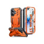 FNTCASE for iPhone 17 Case with Built-in Screen Protector and Kickstand