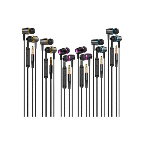 Earbuds Wired with Microphone Pack of 6, in-Ear Headphones,Noise Isolating