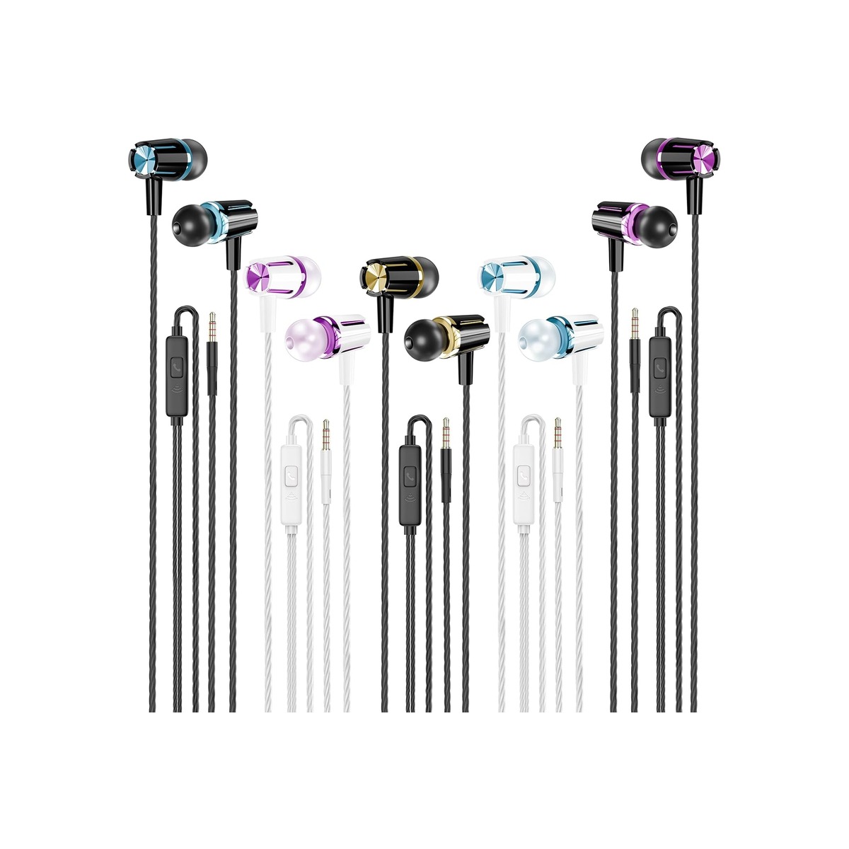 Rayleigh Wired Earbuds 5 Pack, Earbuds Headphones with Microphone-1 Rayleigh Wired Earbuds 5 Pack, Earbuds Headphones with Microphone - Image 1