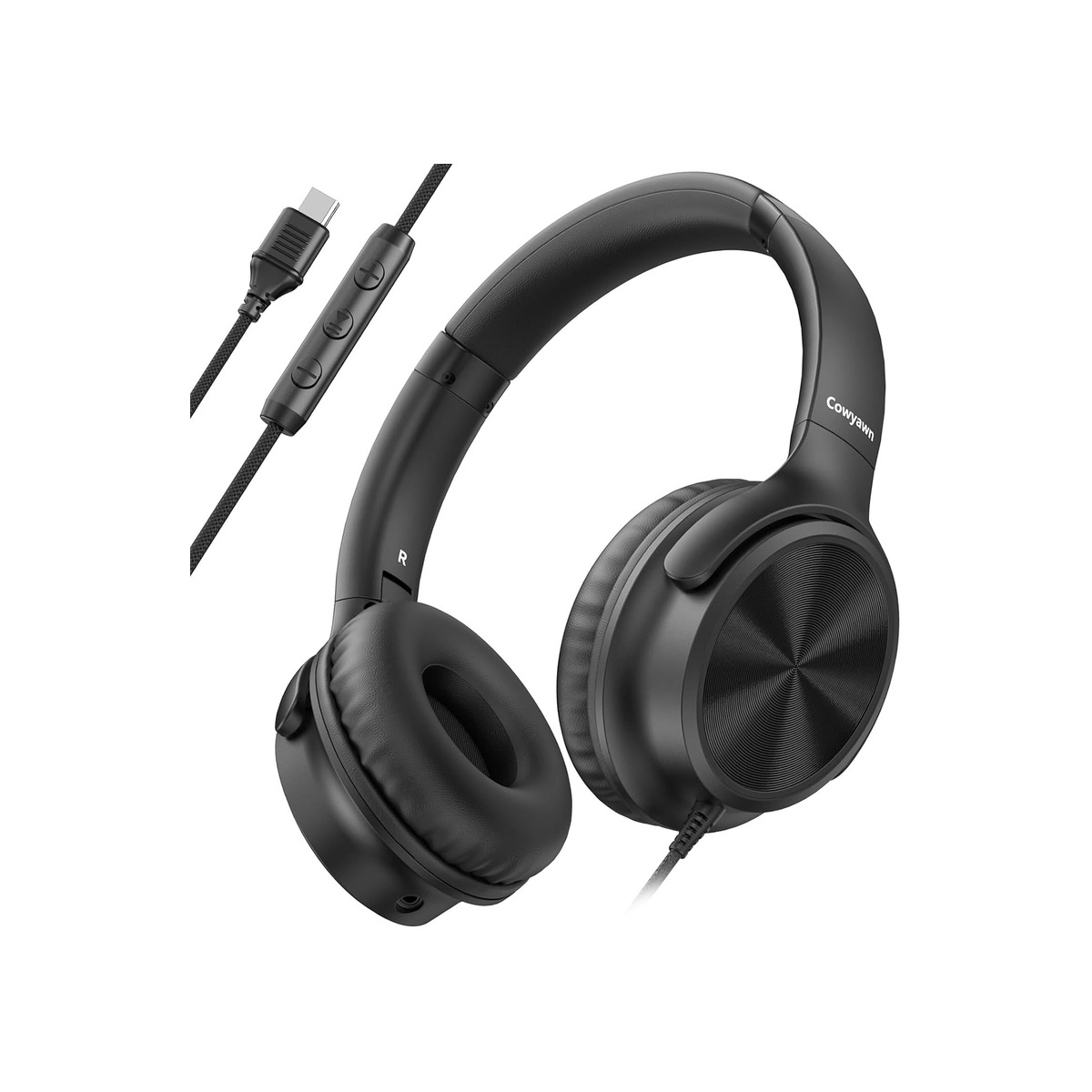 Cowyawn USB C Headphones Wired, Over Ear USB C Wired Headphones with Microphone-1 Cowyawn USB C Headphones Wired, Over Ear USB C Wired Headphones with Microphone - Image 1