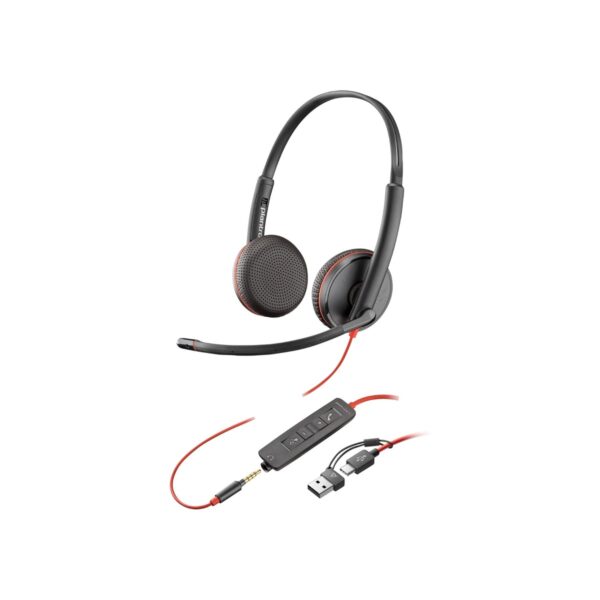 Poly Blackwire 3225 Wired Headset (Plantronics) - Noise-Canceling Mic – Stereo