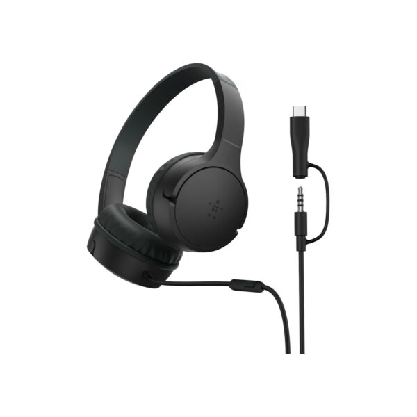 Belkin SoundForm Mini Kids Wired Headphones w/USB C to 3.5mm Dongle (B0FLB4SHNT)