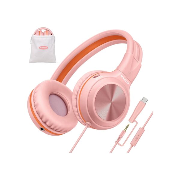 SIMOLIO Kids Wired Headphones for School, USB C to 3.5mm Dongle Stereo Sound