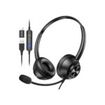 USB Headset with Microphone for PC Laptop Office Phone Meeting Zoom Skype