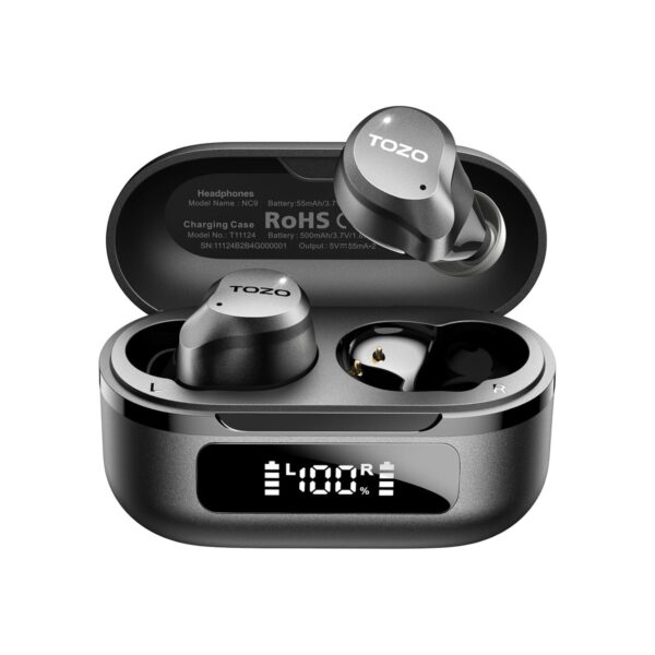 TOZO NC9 Hybrid Active Noise Cancelling Wireless Earbuds, 60H, LED Display
