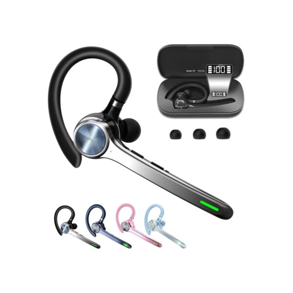 HEIBAS Bluetooth Headset, Wireless Bluetooth Earpiece with 500mAh Charging Case