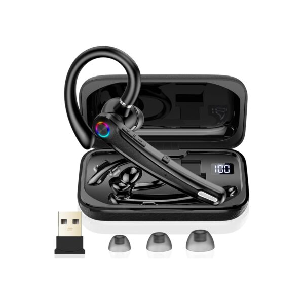Atheewon Bluetooth Headset V5.4, Wireless Bluetooth Earpiece with Dual Mic Noise