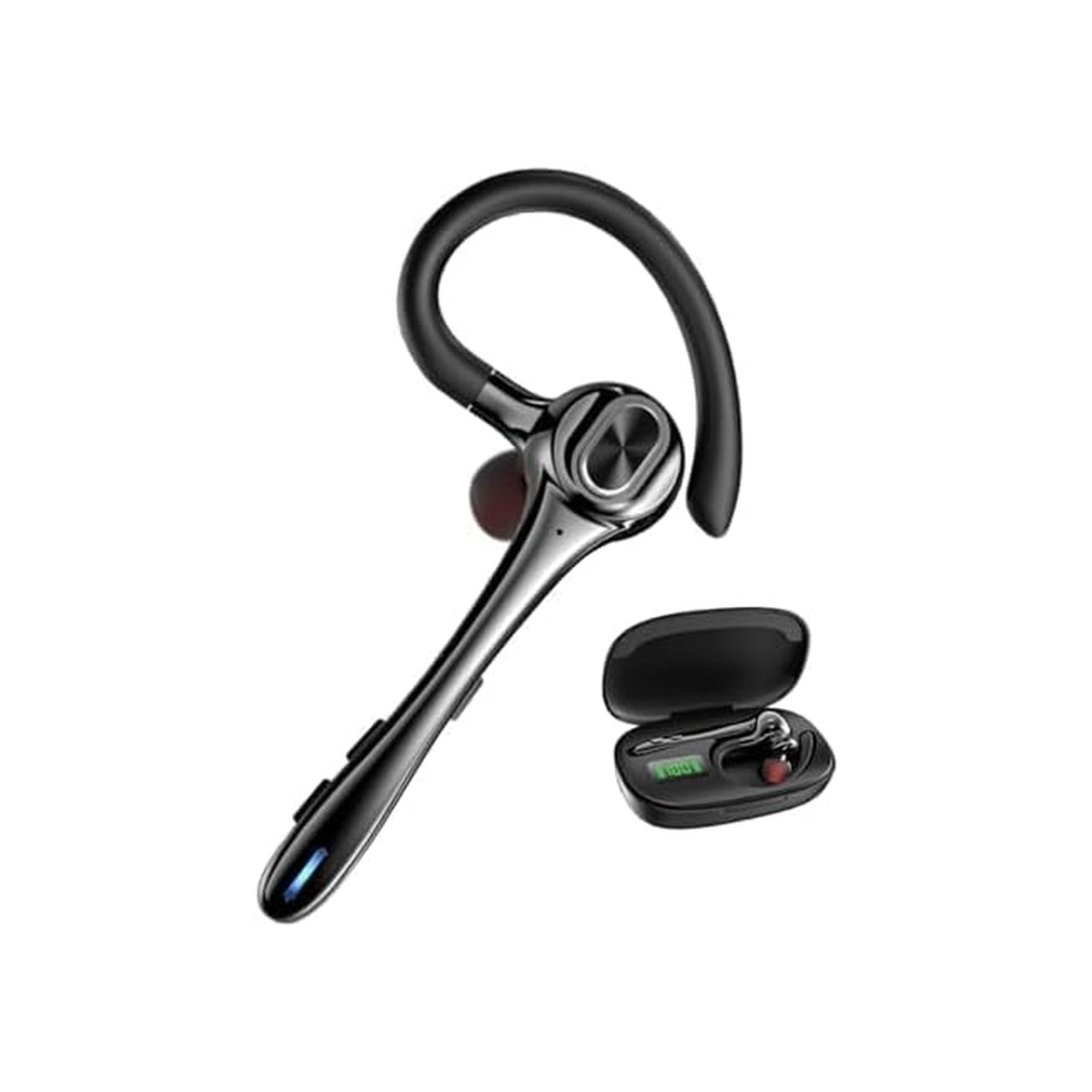 Bluetooth Headset Wireless Earpiece Single Ear Earphones for iOS Android-1 Bluetooth Headset Wireless Earpiece Single Ear Earphones for iOS Android - Image 1