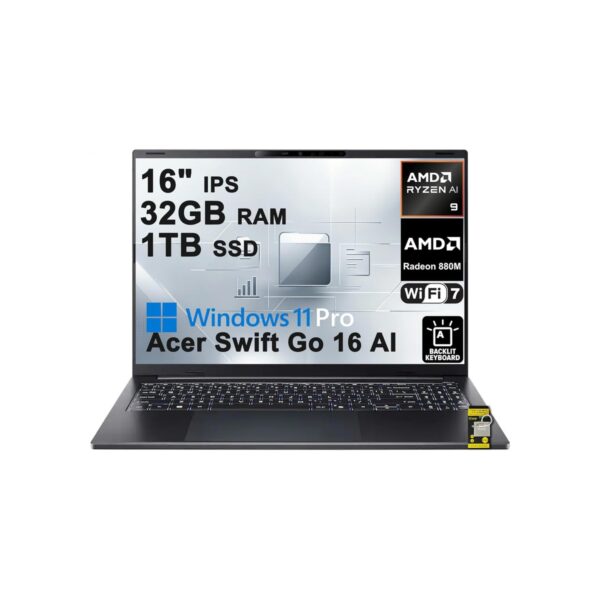 Acer Swift 16 AI Laptop 16" WUXGA 120Hz Touchscreen (100% sRGB) AMD 10-core