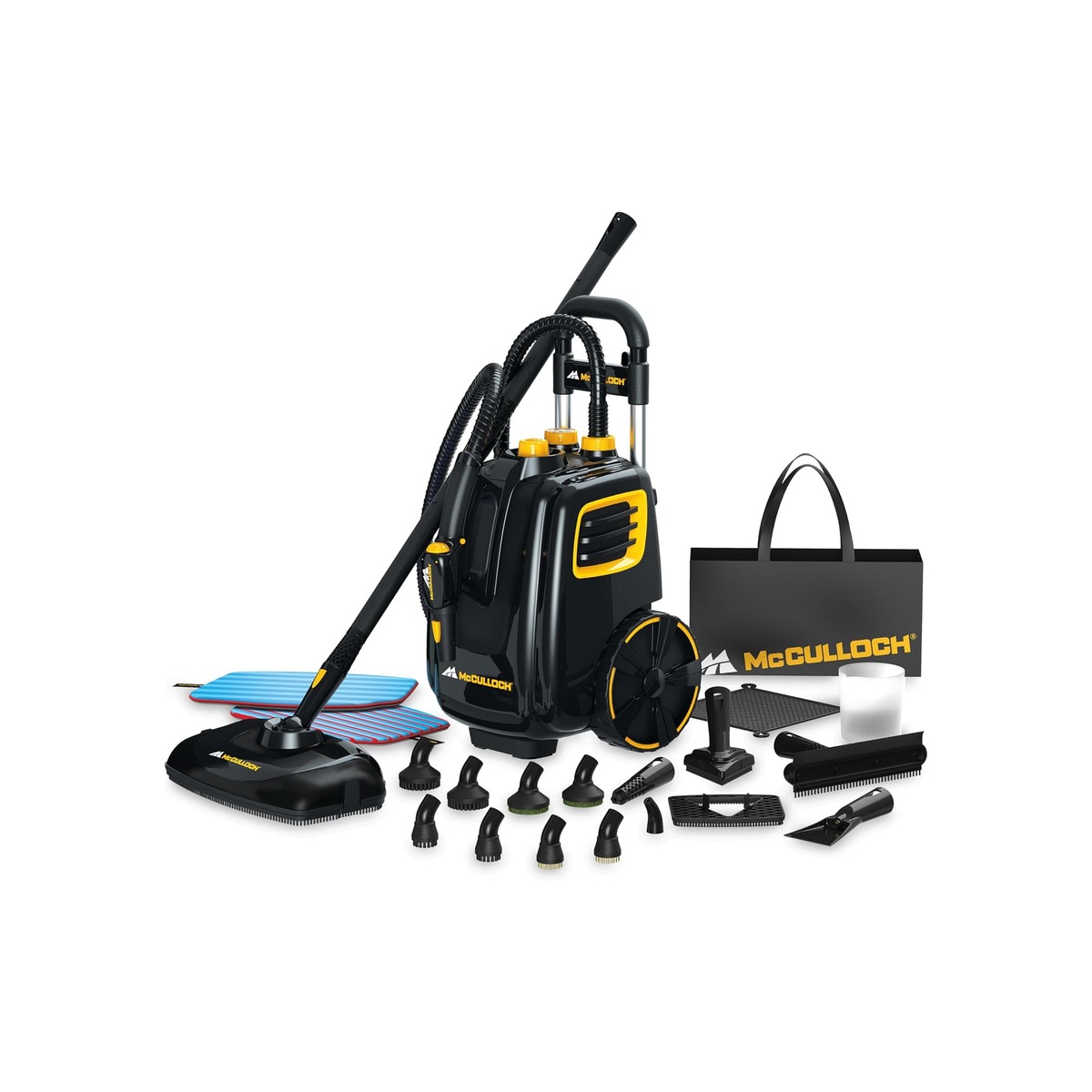 McCulloch MC1385 Deluxe Canister Steam Cleaner, 2-Hour Runtime, Chemical-Free-1 McCulloch MC1385 Deluxe Canister Steam Cleaner, 2-Hour Runtime, Chemical-Free - Image 1