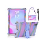 DETUOSI 10.1 inch Multi-Angle Soft Silicone Tablet Case, Rose Red & Purple