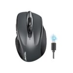 TECKNET Wireless Mouse, BT 5.0/2.4G, Rechargeable 6-DPI Silent, Grey