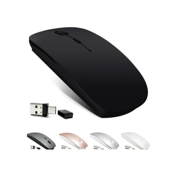 KLO Rechargeable Bluetooth 5.2/3.0/Type-C/USB-2.4G Mouse for MacBook/MacBook