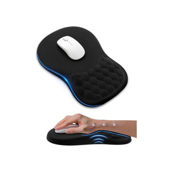 Ergonomic Mouse Pad with Sloped Memory Foam Wrist Rest (Black)