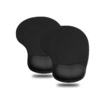 JIKIOU Ergonomic Mouse Pad with Gel Wrist Rest 2 Pack, Portable Small Black