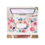 Colorful Star Large Mouse Pad, Pink Floral Desk Mat for Desktop