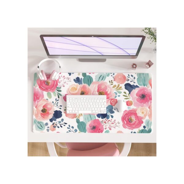 Colorful Star Large Mouse Pad, Pink Floral Desk Mat for Desktop