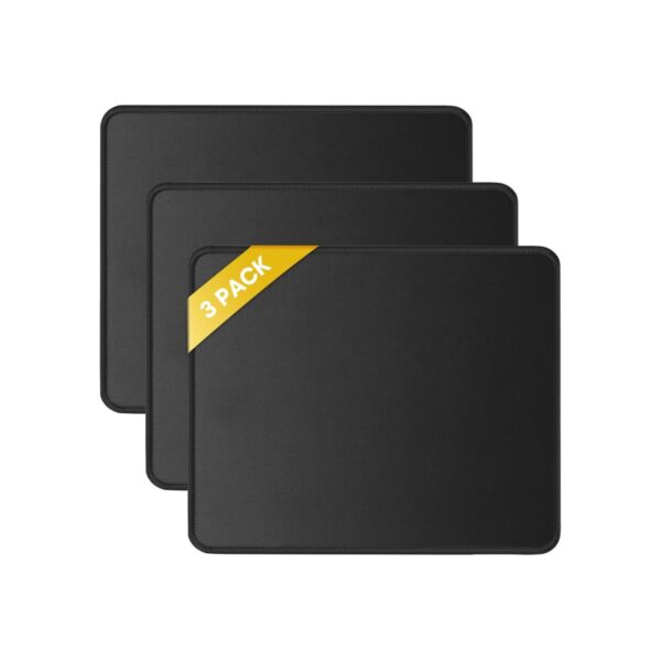 JIKIOU 3 Pack Mouse Pad with Stitched Edge, Perfect Size 10.2x8.3in Black