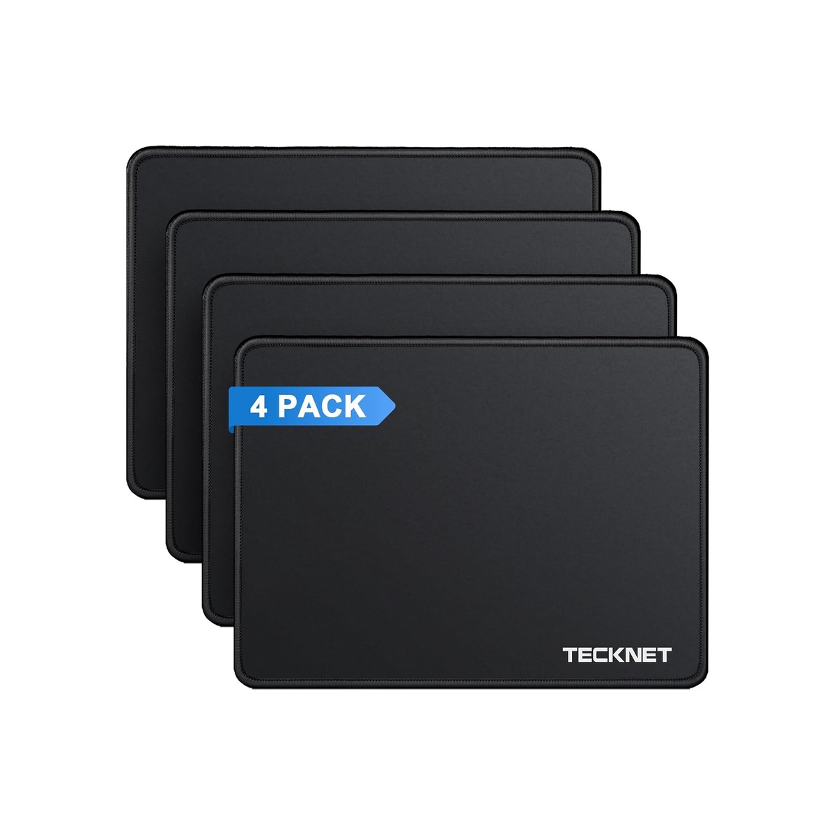 TECKNET 4 Pack Mouse Pad with Durable Anti-fray Stitching, Small Mousepad-1 TECKNET 4 Pack Mouse Pad with Durable Anti-fray Stitching, Small Mousepad - Image 1