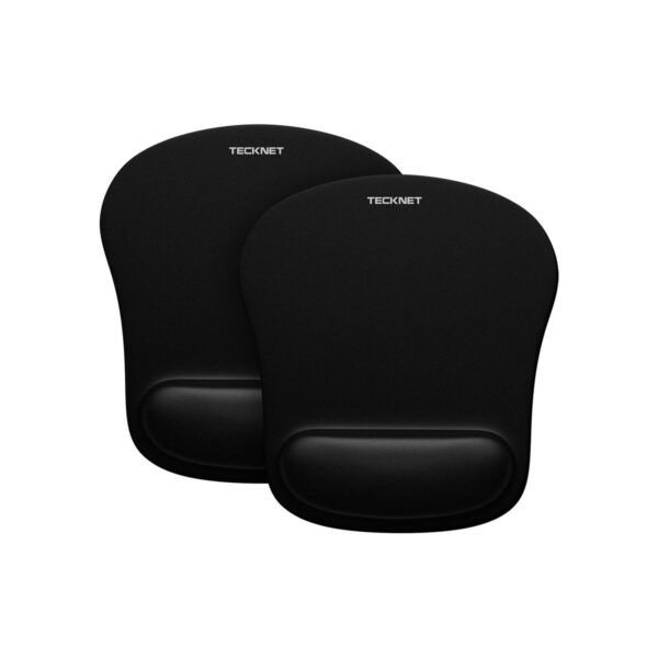 TECKNET 2 Pack Gaming Ergonomic Mouse Pad with Wrist Support Black