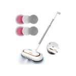 AlfaBot Cordless Electric Mop, Dual Spin Power Floor Cleaner with LED Headlight