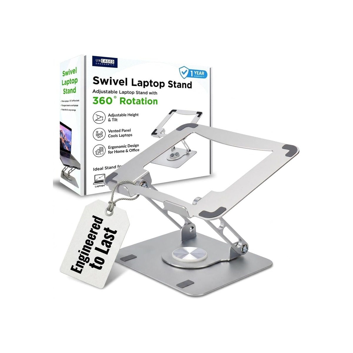 Uncaged Ergonomics Swivel Laptop Stand for Desk-1 Uncaged Ergonomics Swivel Laptop Stand for Desk - Image 1