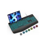 SABLUTE Large Print Wired Keyboard, Ergo Wrist Rest, 7 Colors Backlight