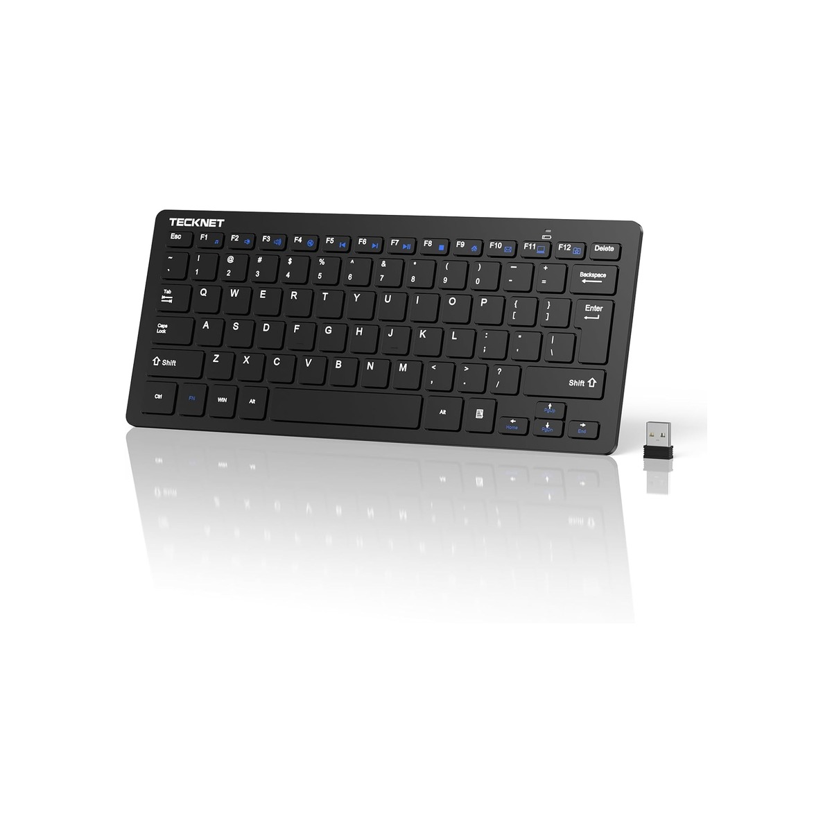 TECKNET 2.4G Wireless Keyboard - Mini Compact Keyboard with Media Hotkeys-1 TECKNET 2.4G Wireless Keyboard - Mini Compact Keyboard with Media Hotkeys - Image 1