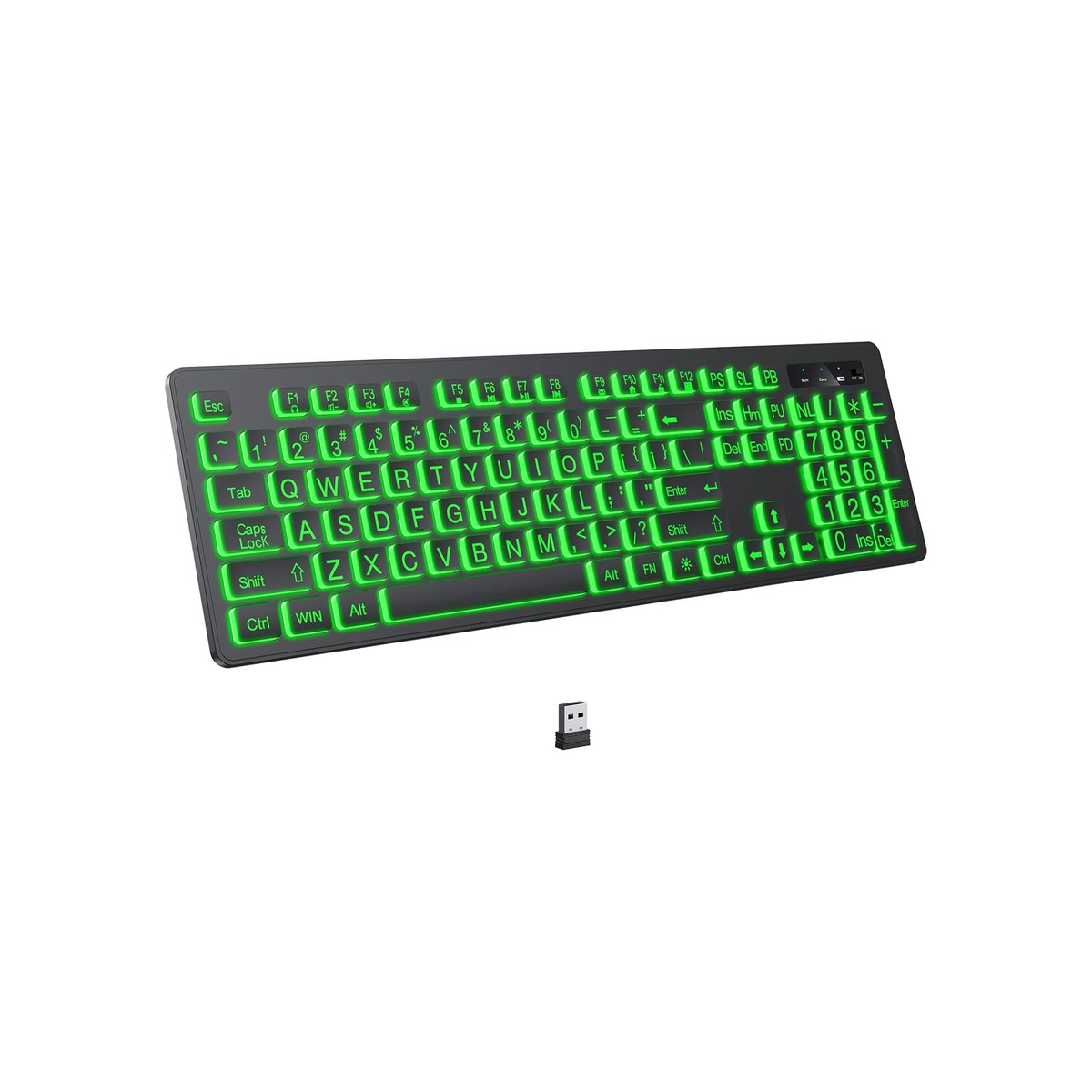 KOPJIPPOM Large Print Backlit Wireless Keyboard-1 KOPJIPPOM Large Print Backlit Wireless Keyboard - Image 1