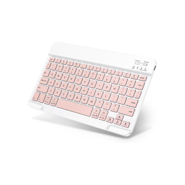 Emetok Rechargeable Wireless Keyboard for Tablet/iPad, mini Travel Design