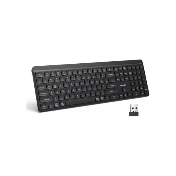 TECKNET Bluetooth Keyboard Rechargeable, 2.4G Wireless Keyboard Full Size