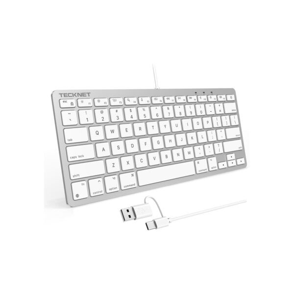 TECKNET Wired Keyboard for MacOS Devices with Dual Interface, Slim Mac Keyboard