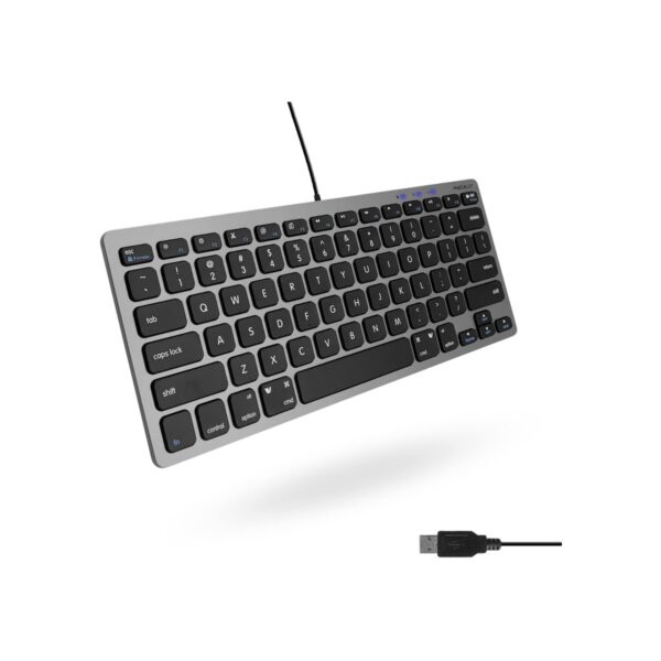 Macally Small USB Wired Keyboard for Mac and Windows - 78 Scissor Keys