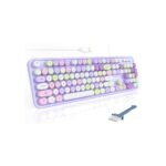 MOFII Colorful Computer Keyboard Wired, Cute Full Size Keyboard Typewriter Style