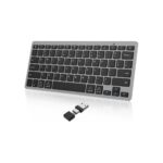 OMOTON Compact Wireless Keyboard for PC/Tablet, USB-C USB-A, Grey