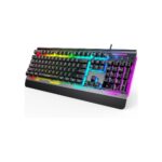 TECKNET Wired Gaming Keyboard, RGB Backlit Keyboard with Metal Panel Design