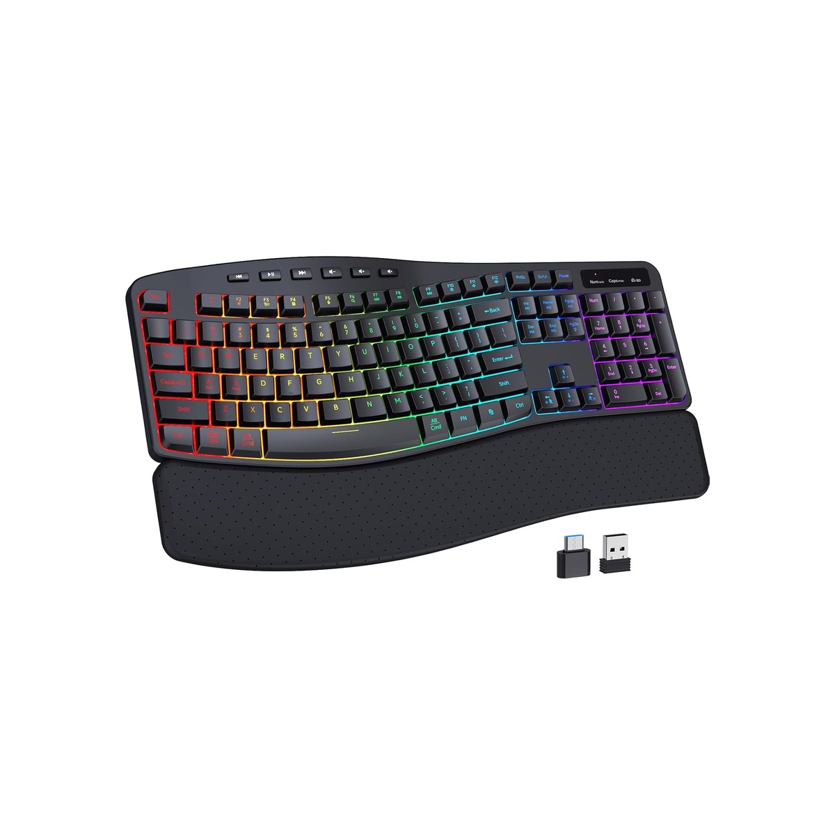 COLIKES Wireless Ergonomic Keyboard, Backlit Keyboard Silent with 15 RGB-1 COLIKES Wireless Ergonomic Keyboard, Backlit Keyboard Silent with 15 RGB - Image 1