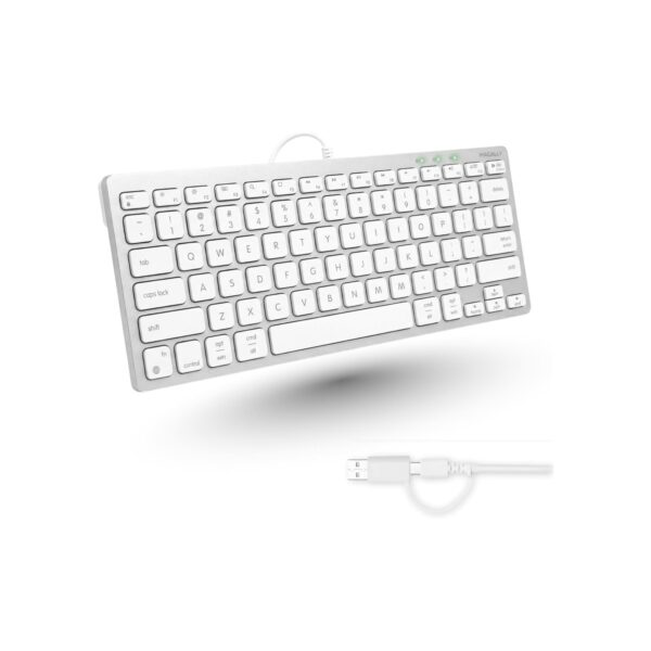 Macally USB C Wired Keyboard for Mac (USB C + USB A) – Compatible Keyboard for