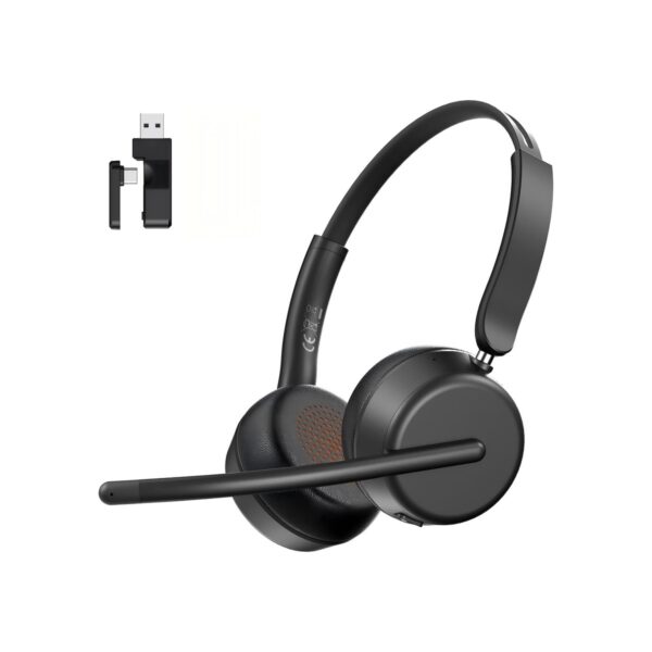 AOC Wireless Headset with Mic for Work, Bluetooth 5.4 Headphones with AI