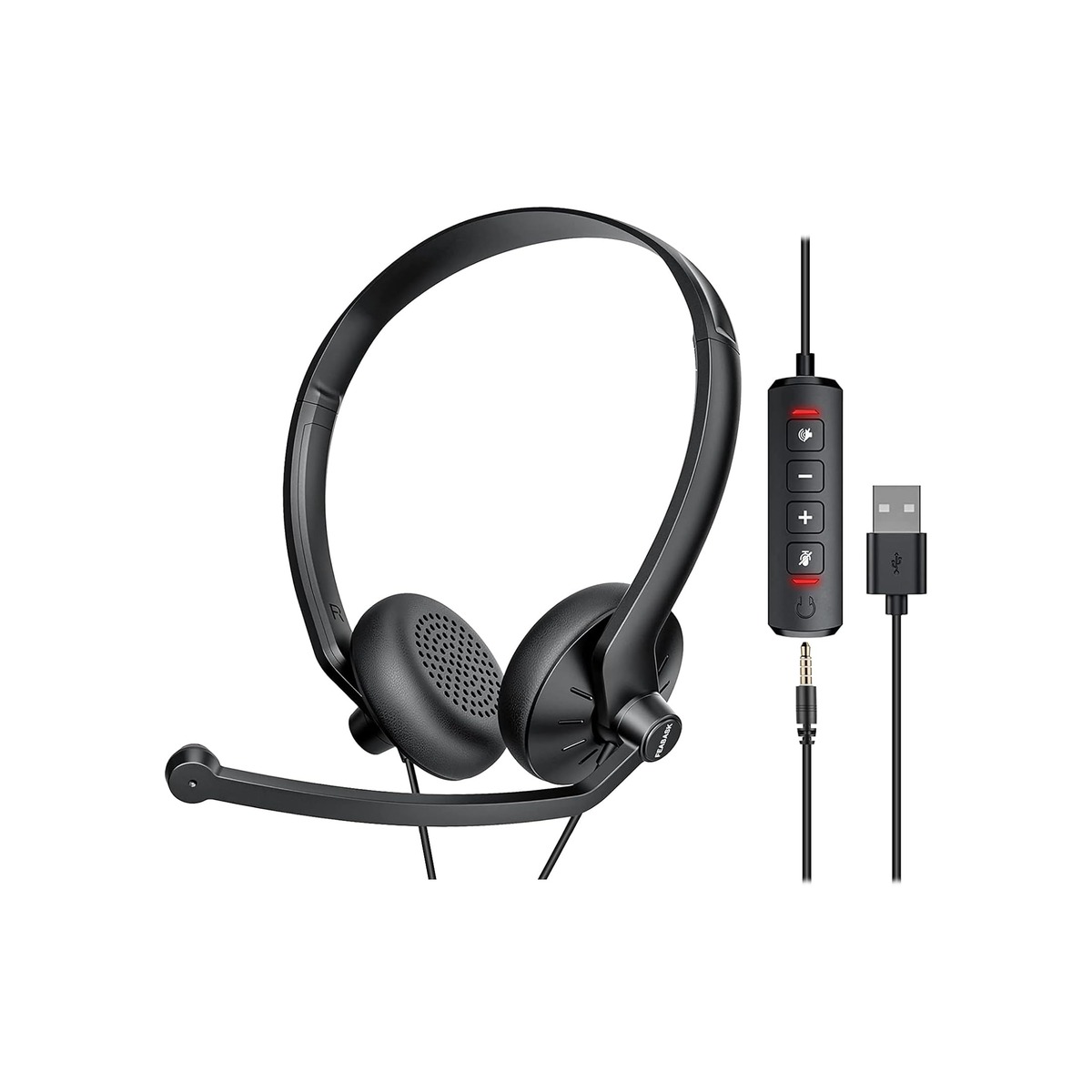 FEABASK USB Headset with Microphone for PC Laptop - Wired Computer Headphones-1 FEABASK USB Headset with Microphone for PC Laptop - Wired Computer Headphones - Image 1