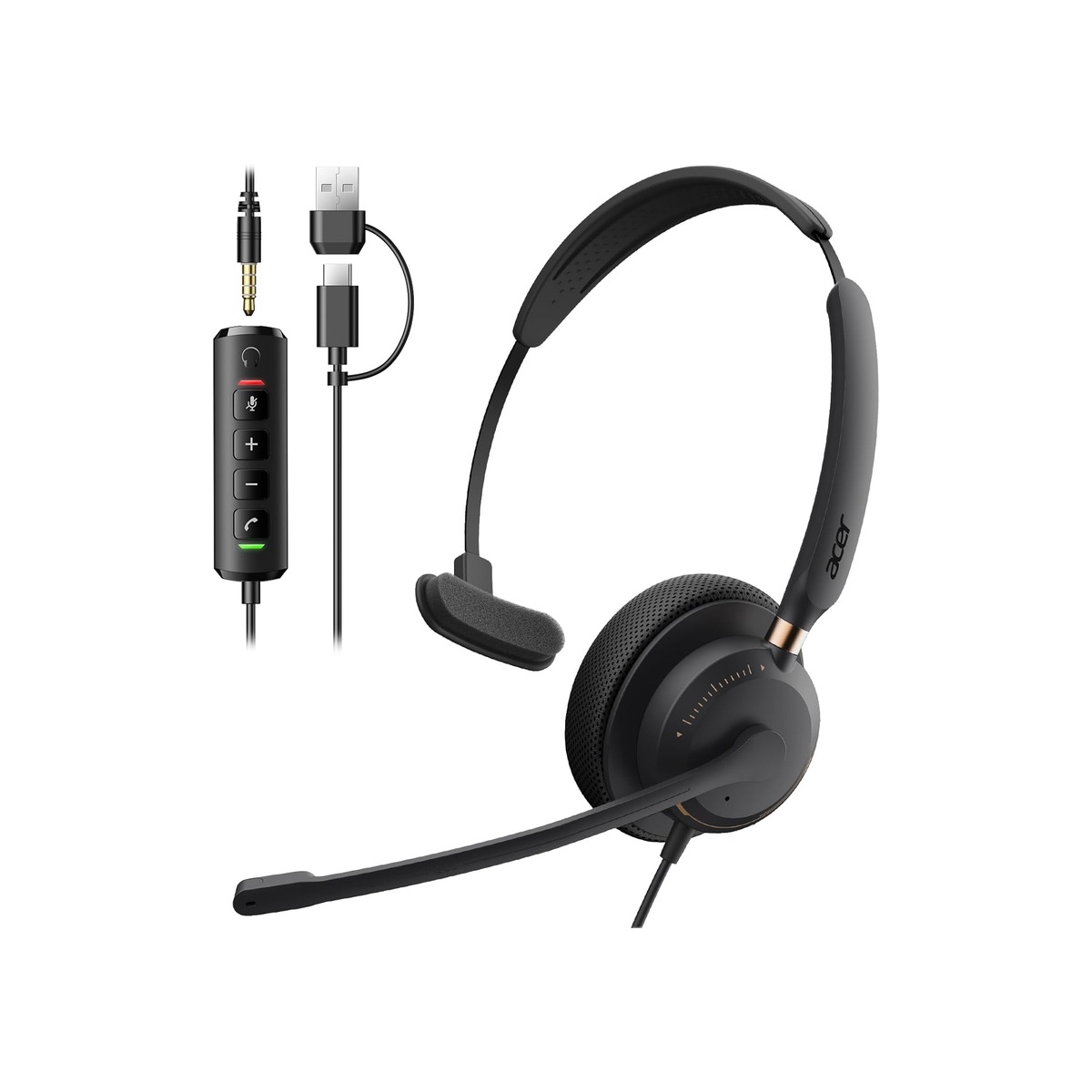 Acer USB Headset with Microphone, Clear Sound Quality for Call & Meetings-1 Acer USB Headset with Microphone, Clear Sound Quality for Call & Meetings - Image 1