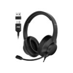AOC USB Headset with Microphone for PC, Over-Ear Wired Headphones with Mic
