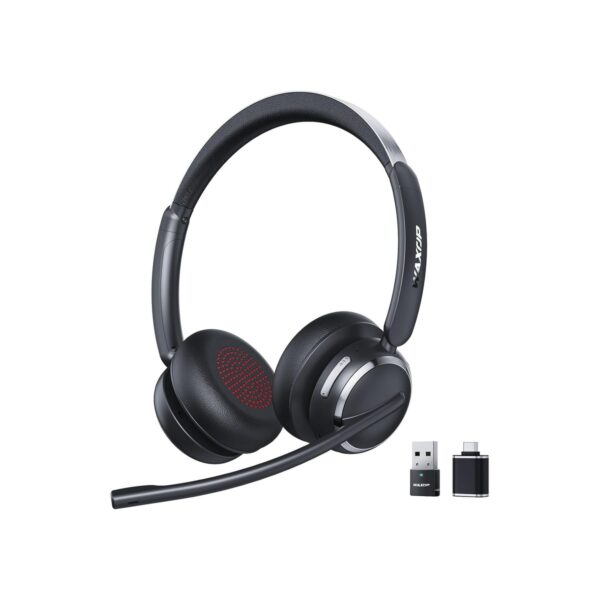 Wireless Headset with Mic for Work, USB A/C Dongle