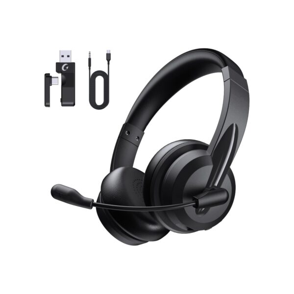 AOC Wireless Headset with Mic for Work with AI Noise Cancelling Mic for Clear
