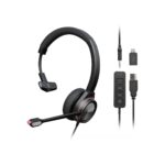 USB Headset with Microphone for PC, Mono Wired Computer Headset with 3.5mm & USB