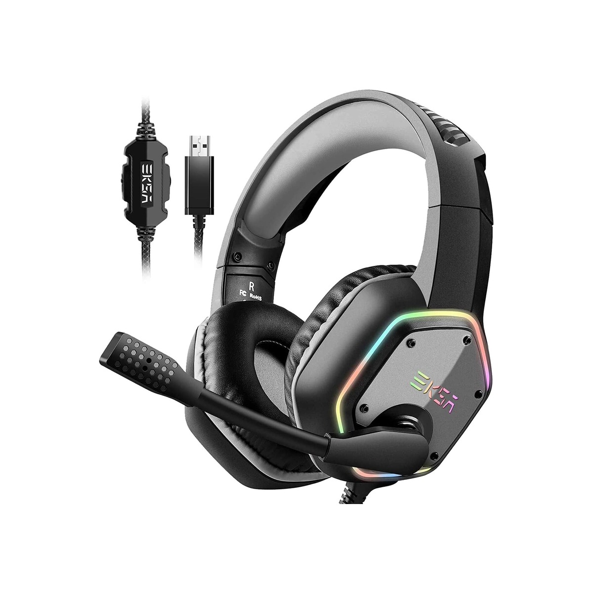 EKSA E1000 USB Gaming Headset for PC, Computer Headphones with Microphone/Mic-1 EKSA E1000 USB Gaming Headset for PC, Computer Headphones with Microphone/Mic - Image 1