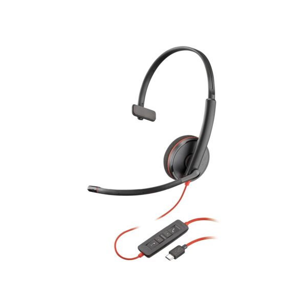 Poly Blackwire 3210 Wired Headset, Noise-Canceling Mic, Single-Ear Design