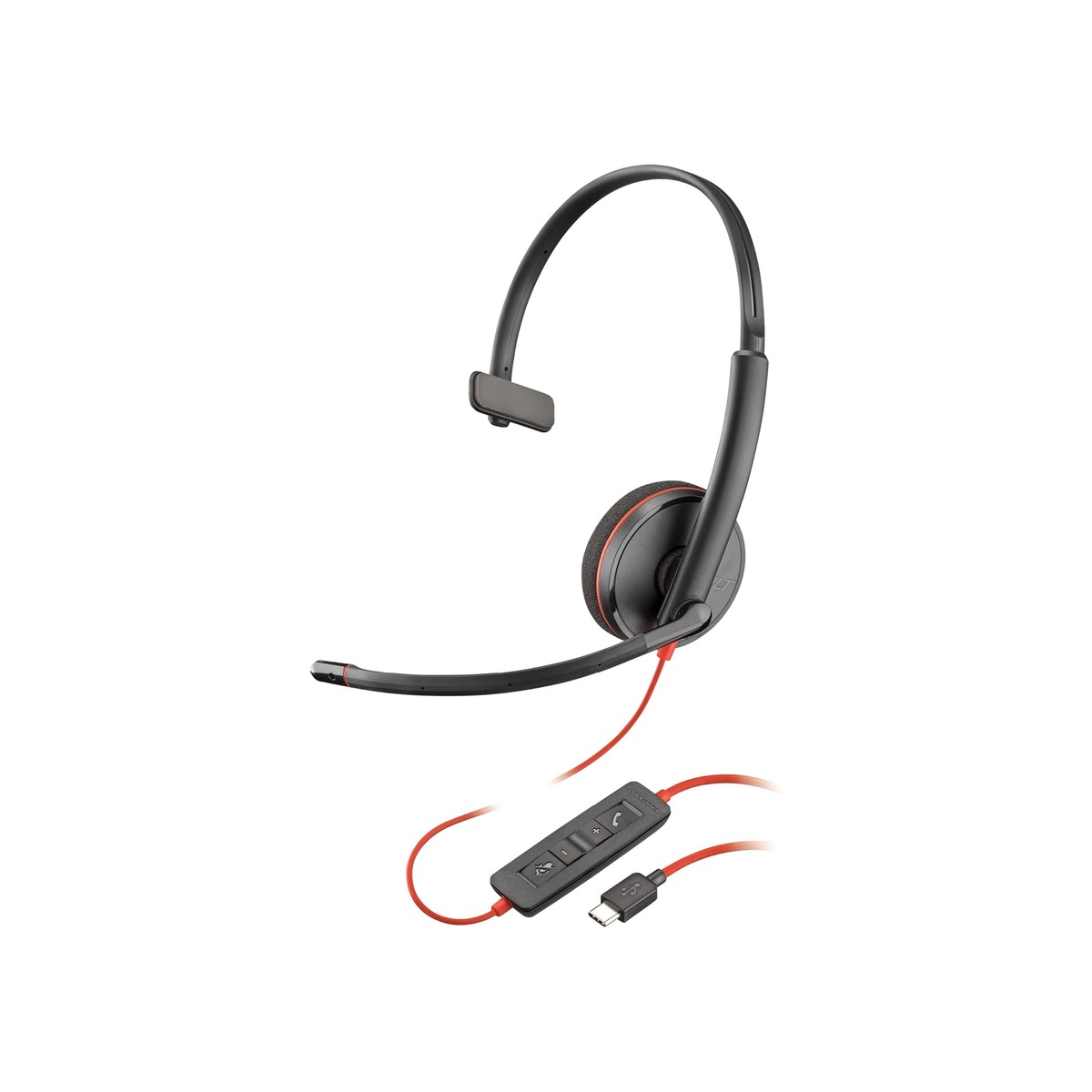 Poly Blackwire 3210 Wired Headset, Noise-Canceling Mic, Single-Ear Design-1 Poly Blackwire 3210 Wired Headset, Noise-Canceling Mic, Single-Ear Design - Image 1